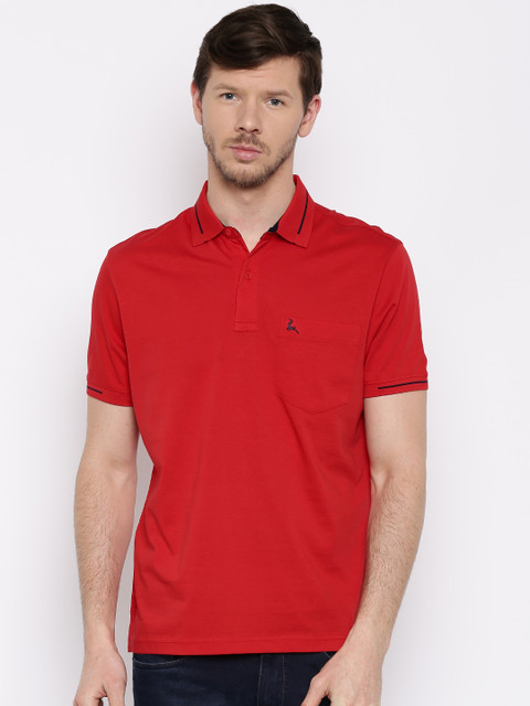 

Parx Men Red Solid Polo Collar T-shirt
