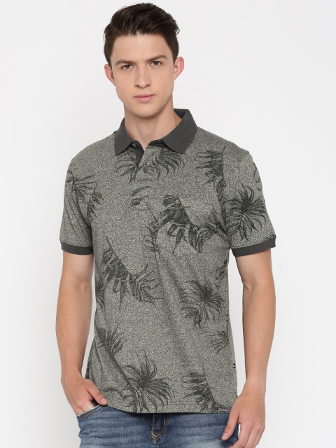 

Parx Men Charcoal Grey Printed Polo Collar T-Shirt