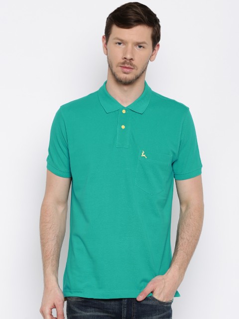 

Parx Men Teal Green Solid Polo Collar T-shirt