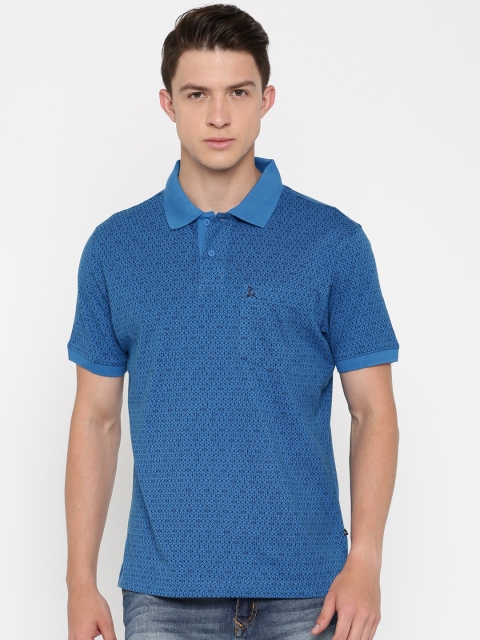 

Parx Men Blue & Black Printed Polo Collar T-Shirt