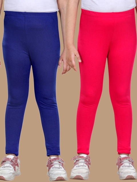 

StyleStone Girls Pack Of 2 Solid Cotton Leggings, Blue