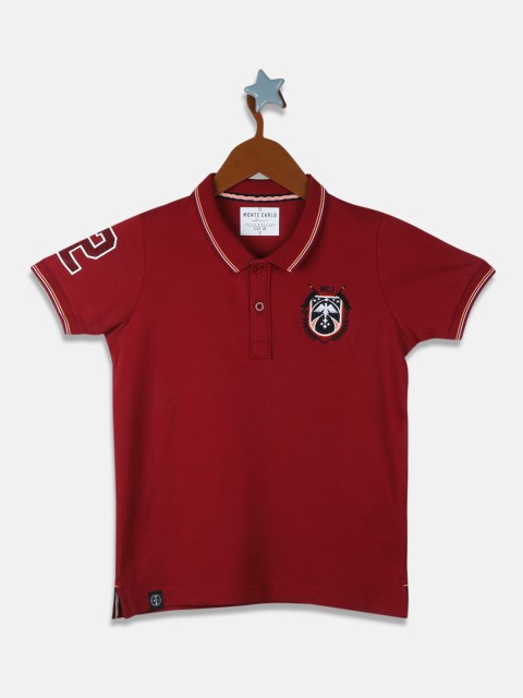 

Monte Carlo Boys Maroon Polo Collar Cotton T-shirt