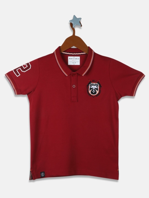 

Monte Carlo Boys Maroon Polo Collar Applique T-shirt