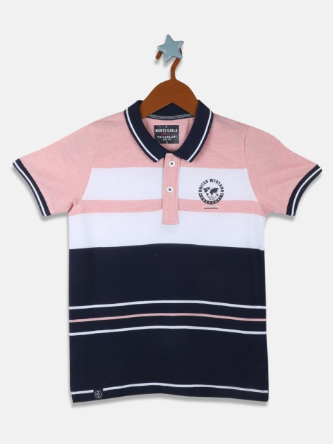 

Monte Carlo Boys Pink Striped Polo Collar T-shirt