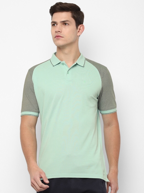 

Louis Philippe Men Green Colourblocked Polo Collar T-shirt