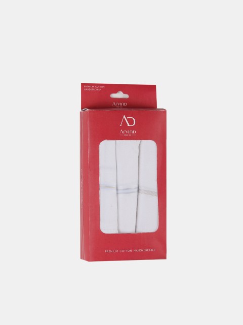 

AD By Arvind Men Pack of 3 White Solid Pure Cotton Handkerchiefs