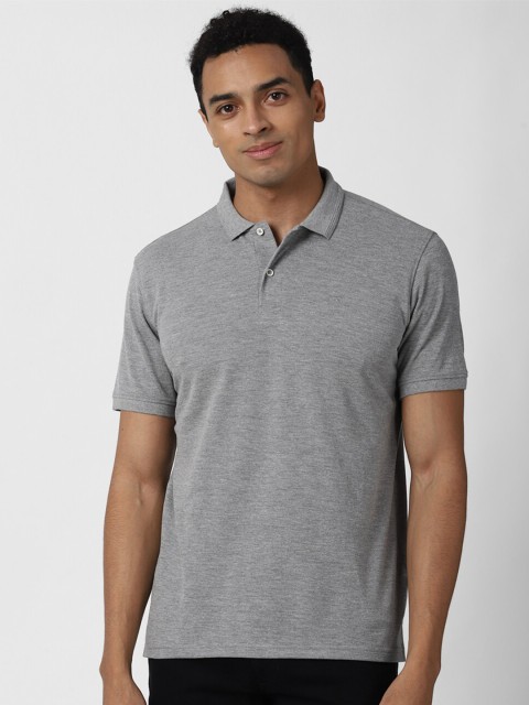 

Peter England Casuals Men Grey Polo Collar T-shirt