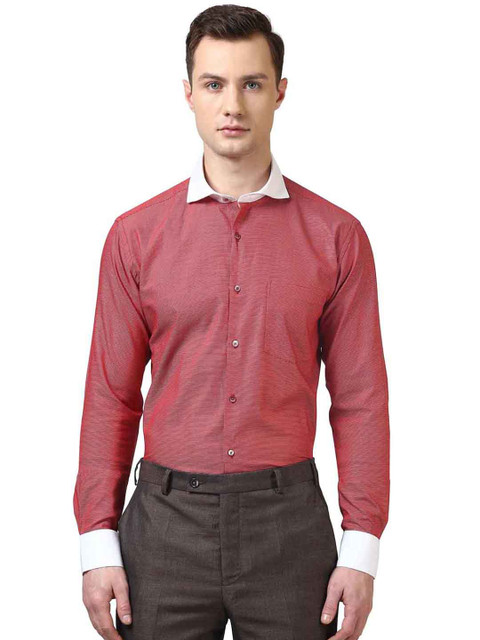 

Park Avenue Men Maroon Slim Fit Self Design Semiformal Shirt