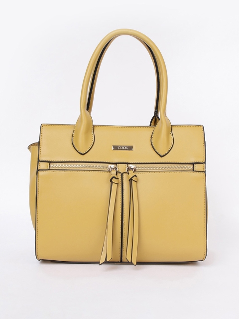 

CODE by Lifestyle Mustard Yellow Structured Handheld Bag with Tasselled