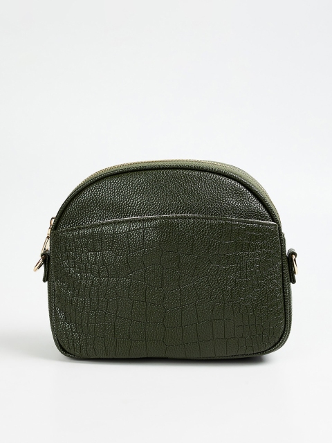 

Ginger by Lifestyle Olive Green Textured Structured Sling Bag