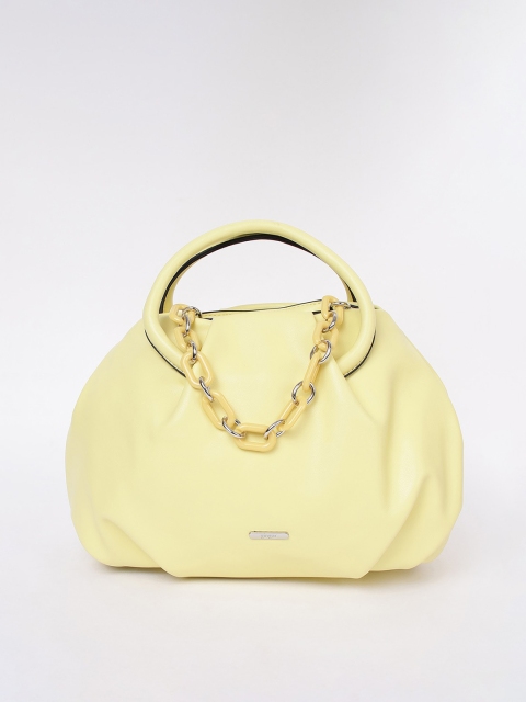 

Ginger by Lifestyle Yellow Solid Half Moon Handheld Bag