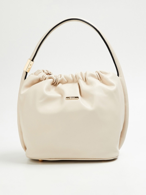 

Ginger by Lifestyle Beige Bucket Handheld Bag with Tasselled