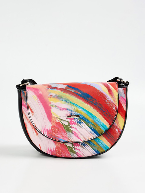 

Ginger by Lifestyle Red Printed Half Moon Sling Bag