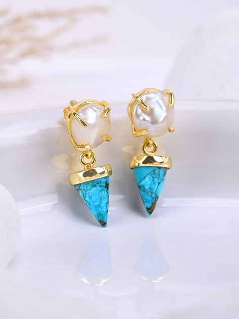 

Mikoto by FableStreet White & Blue Contemporary Drop Earrings