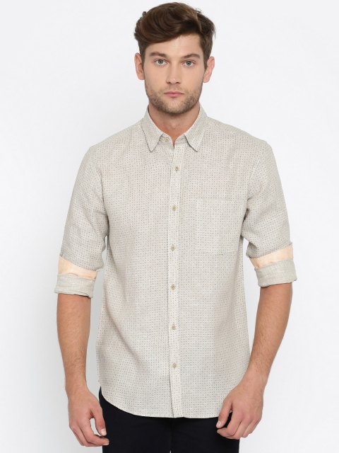 

Park Avenue Beige Slim Fit Printed Casual Shirt