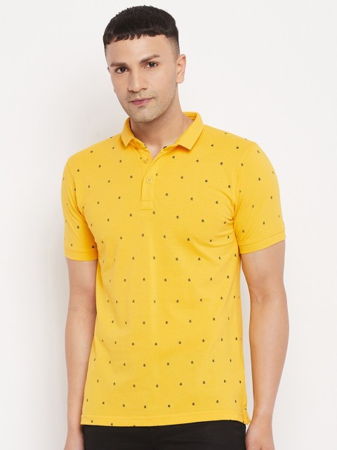 

Okane Men Yellow Printed Polo Collar T-shirt