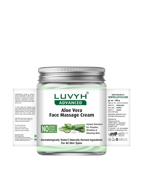

LUVYH Aloe Vera Face Massage Cream 500 g, Green
