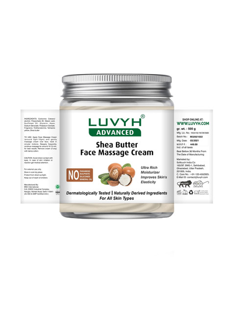 

LUVYH Set of 2 Shea Butter Face Massage Cream 500 g each, Off white