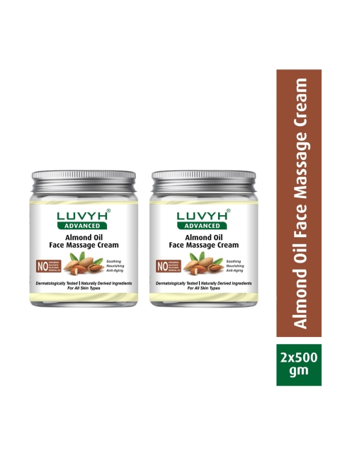 

LUVYH Set of 2 Almond Oil Face Massage Cream 500 g each, White