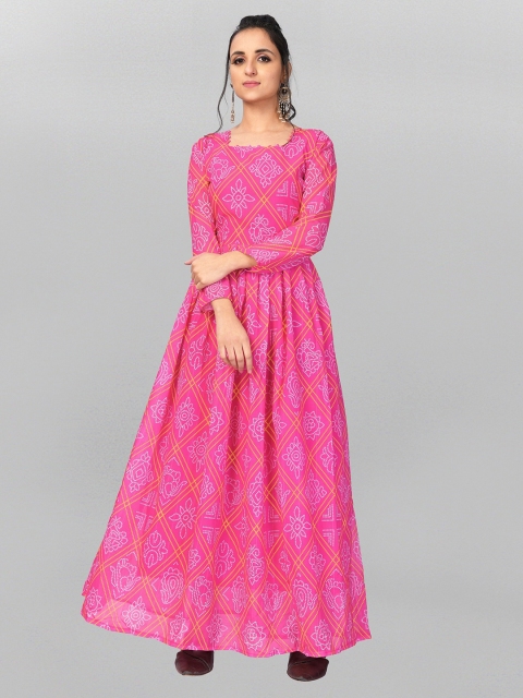 

Fashion FRICKS Pink Ethnic Motifs Ethnic Maxi Dress