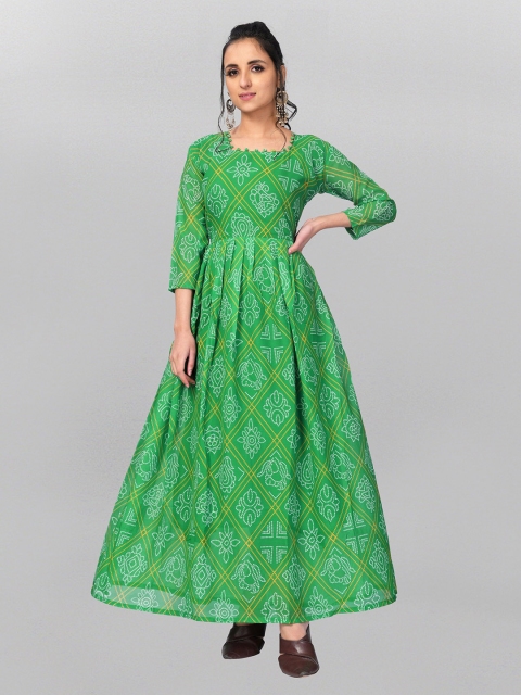

Fashion FRICKS Green Ethnic Motifs Ethnic Maxi Dress
