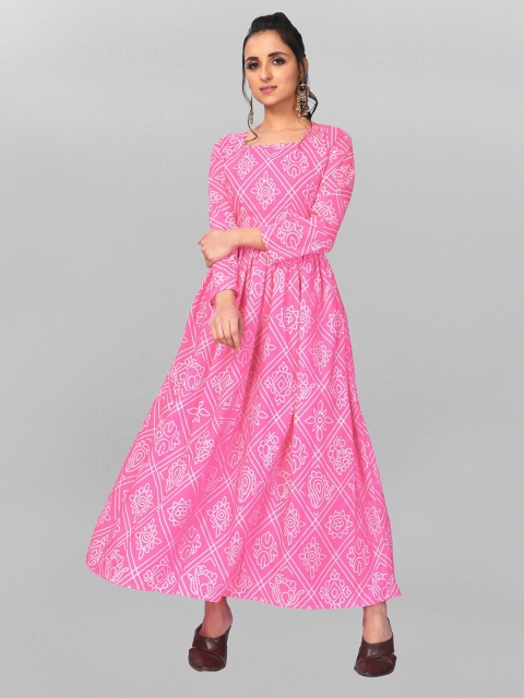 

Fashion FRICKS Pink Ethnic Motifs Ethnic Maxi Dress