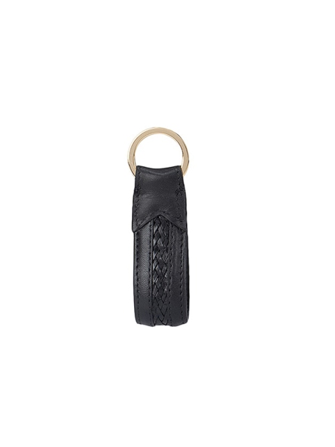 

Da Milano Silver-Toned & Black Patterened Leather Key chain