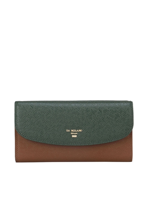 

Da Milano Women Brown & Green Textured Leather Three Fold Wallet