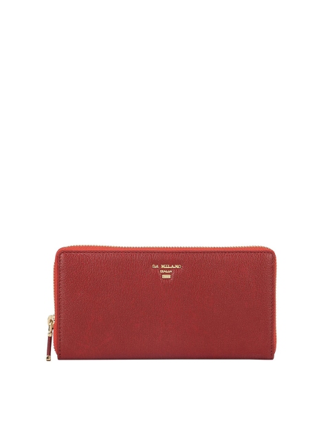 

Da Milano Women Red Textured Leather Zip Around Wallet