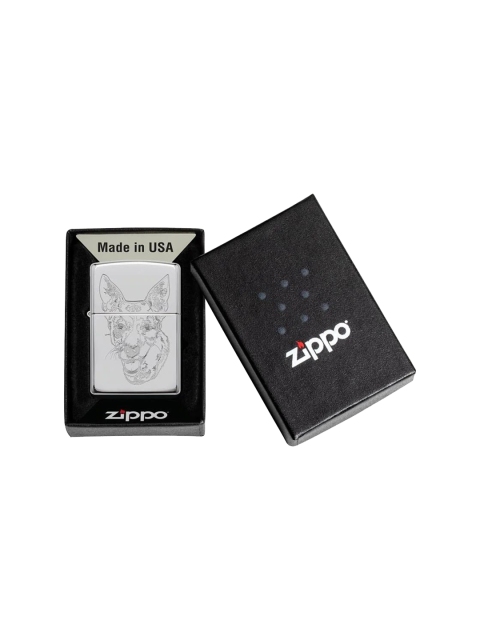 

Zippo Silver-Toned Auto Engrave Dog Design High Polish Chrome Pocket Lighter