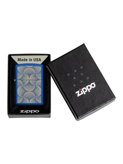 

Zippo Blue Printed Ornate Petals Design Royal Blue Matte Pocket Lighter