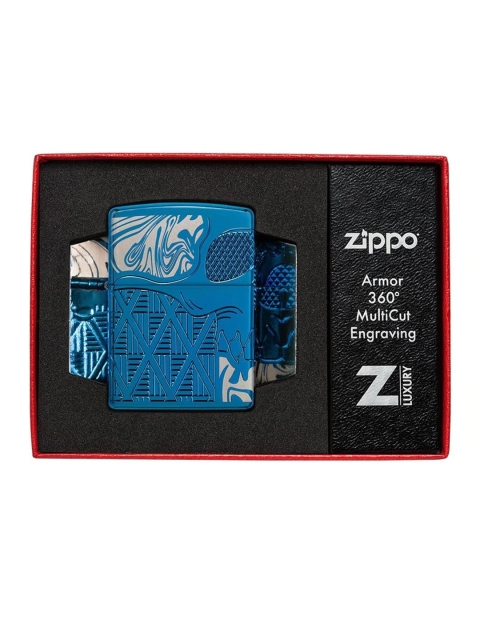 

Zippo Blue Armor Skull Design Pocket Windproof Lighter