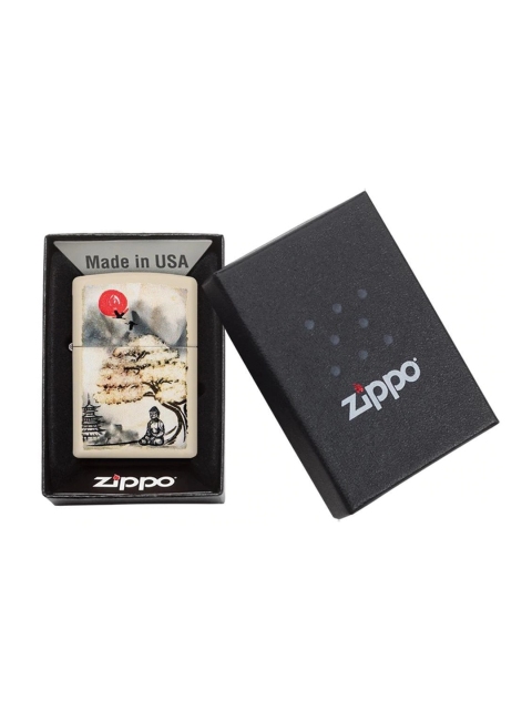 

Zippo Off-White & Black Pagoda Bonsai Buddha Design Pocket Lighter