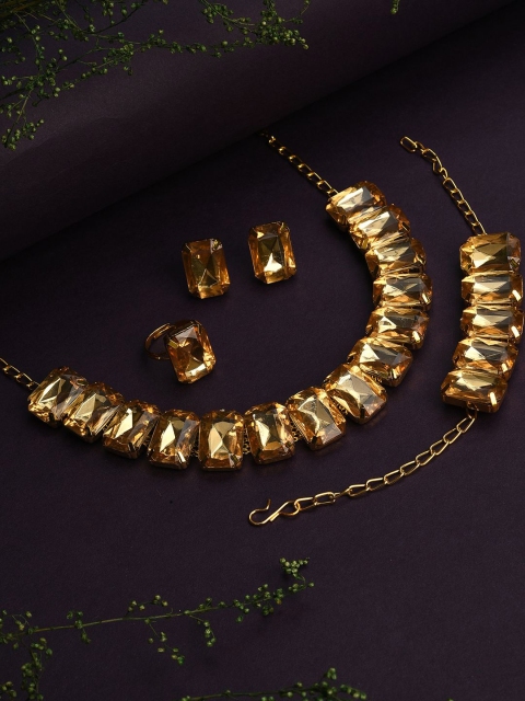 

SOHI Gold-Plated Stone Studded Jewellery Set