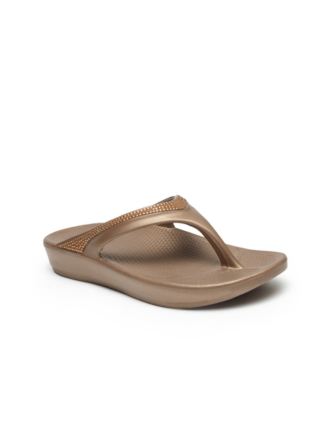 

DA NATURO ITALY Bronze-Toned Rubber Thong Flip-Flops