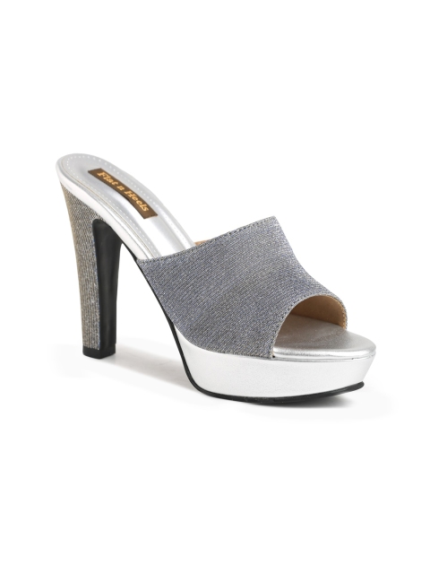 

Flat n Heels Women Silver-Toned Textured Peep Toes Stiletto