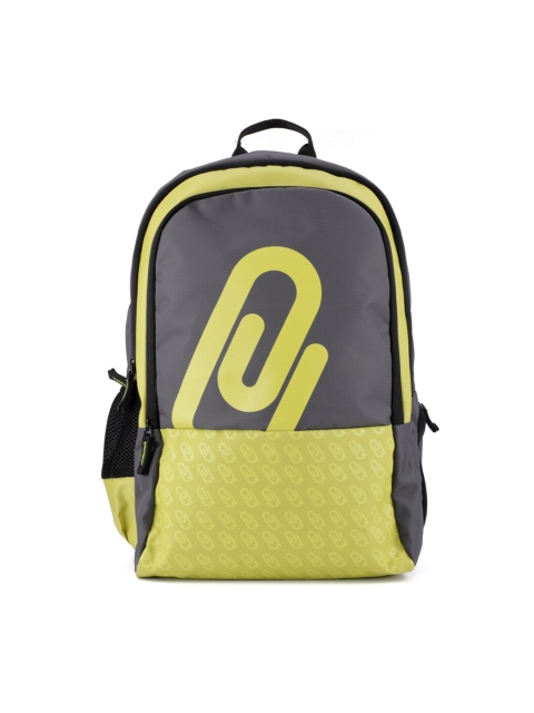 

QIPS Grey & Lime Green Brand Logo Backpack