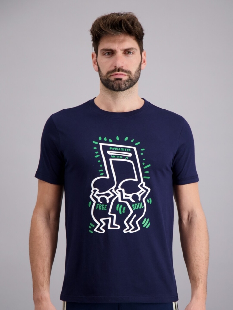 

FREESOUL Men Blue Printed T-shirt