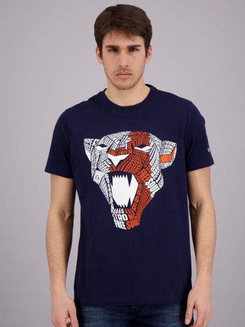 

FREESOUL Men Blue Printed Cotton T-shirt