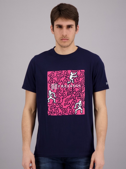 

FREESOUL Men Blue Printed T-shirt