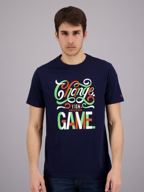 

FREESOUL Men Blue Typography Printed T-shirt