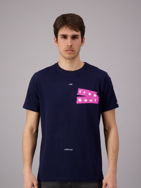 

FREESOUL Men Blue Typography T-shirt
