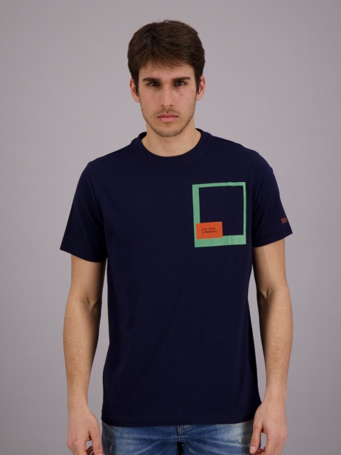 

FREESOUL Men Blue Printed Cotton T-shirt