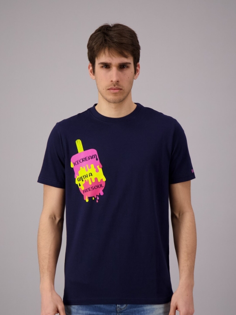 

FREESOUL Men Blue Printed T-shirt