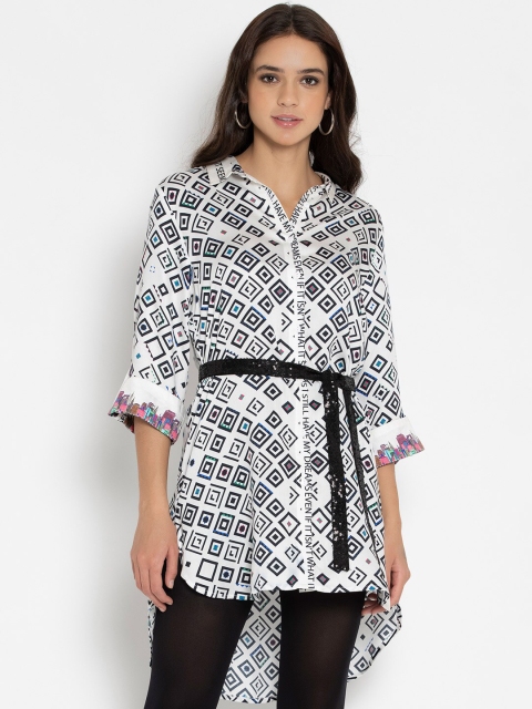 

SHAYE White Satin Shirt Dress