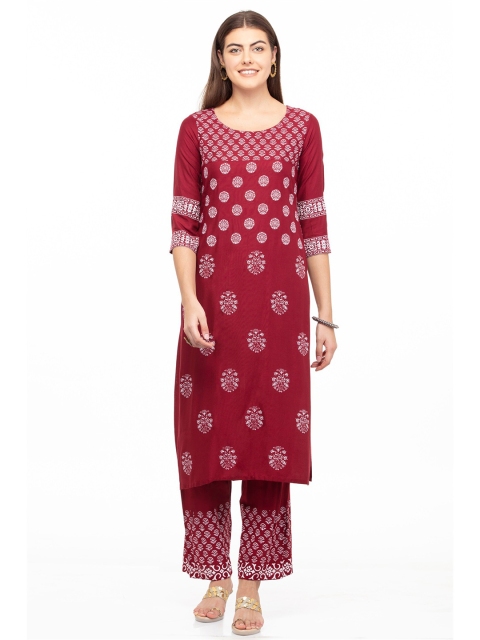 

DEGE Women Red Ethnic Motifs Printed Kurta