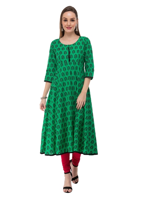 

DEGE Women Green Ethnic Motifs Printed Kurta