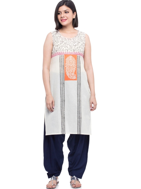 

DEGE Women White Ethnic Motifs Printed Kurta