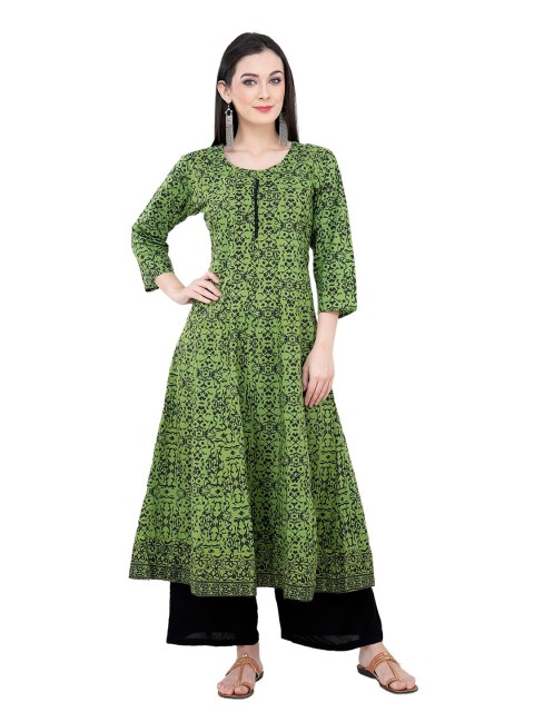 

DEGE Women Green Ethnic Motifs Printed Kurta