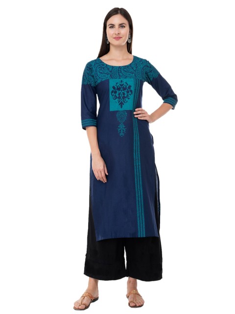 

DEGE Women Blue Ethnic Motifs Printed Kurta